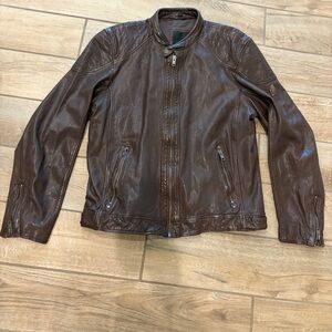 Mauritius Men's Brown Leather Zip-Front Jacket Motorcycle style 3X